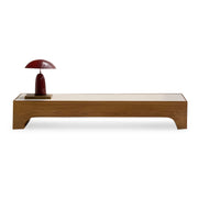 The Noah Low Coffee Table in chocolate finish—modern rectangle coffee table with ash wood and Crema marble, ideal for minimalist interiors.